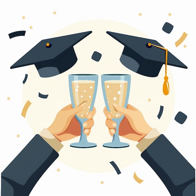 PSD graduation cheers on transparent background ai generate illustration