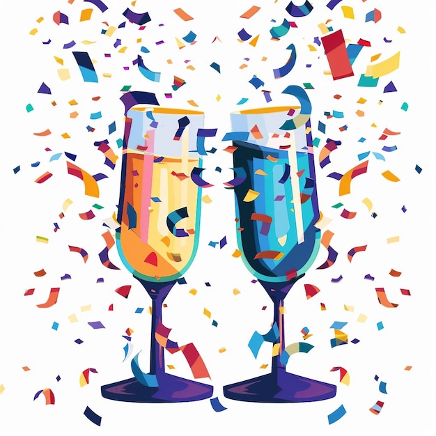 PSD graduation cheers of two glasses together in celebration on transparent background ai generate