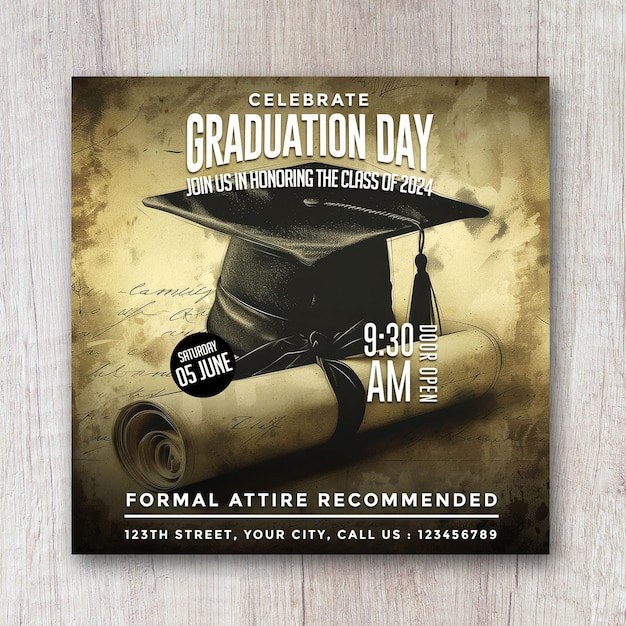 PSD graduation day flyer social media banner