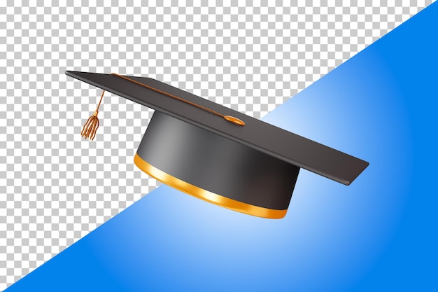 Graduation hat 3d render Mortarboard with a tassel