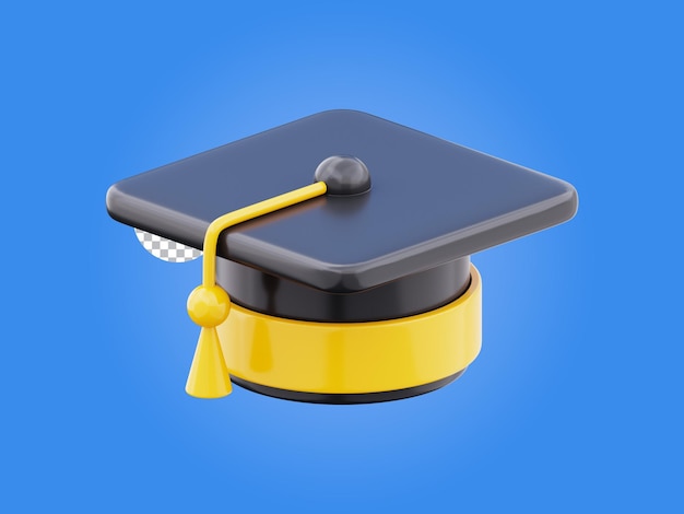 PSD graduation hat cap 3d icon education symbol illustration isolated on transparent background