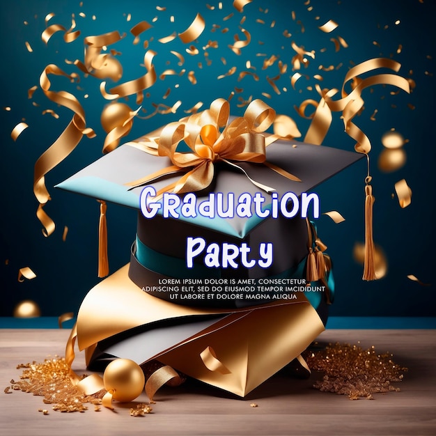 PSD graduation party invitation vector illustration