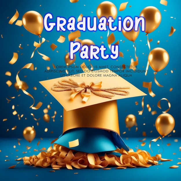 PSD graduation party invitation vector illustration