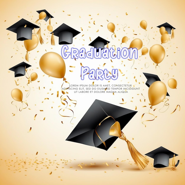 PSD graduation party invitation vector illustration