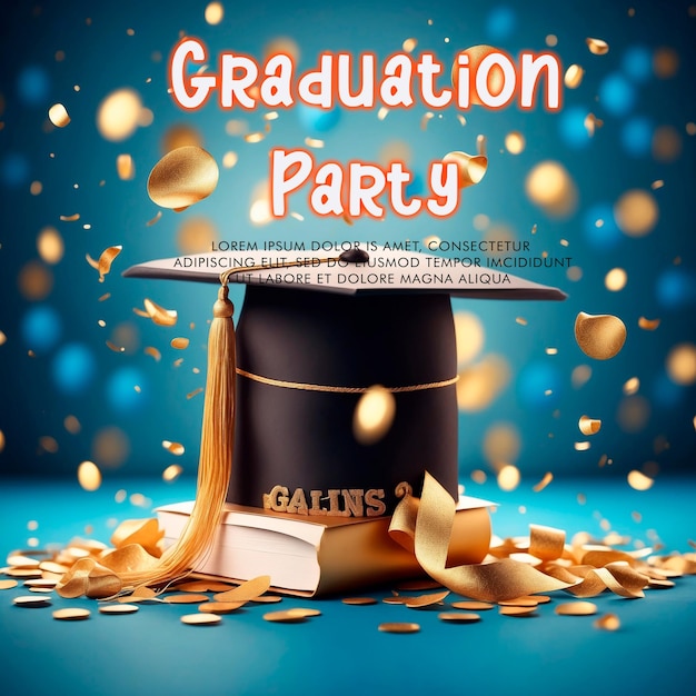 PSD graduation party invitation vector illustration