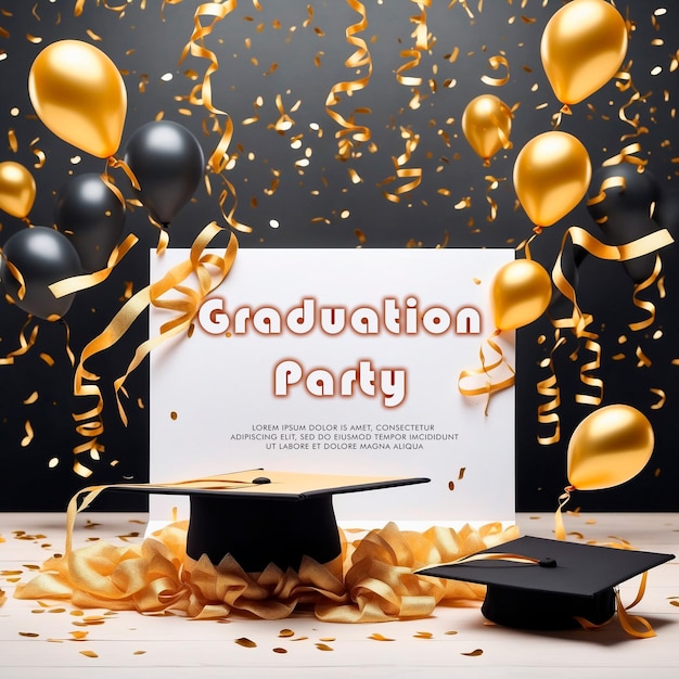 PSD graduation party invitation vector illustration