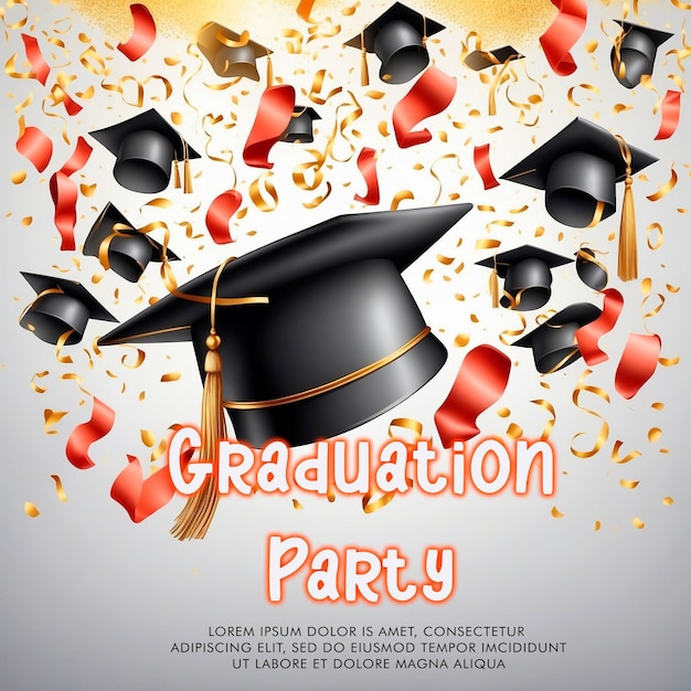 PSD graduation party invitation vector illustration