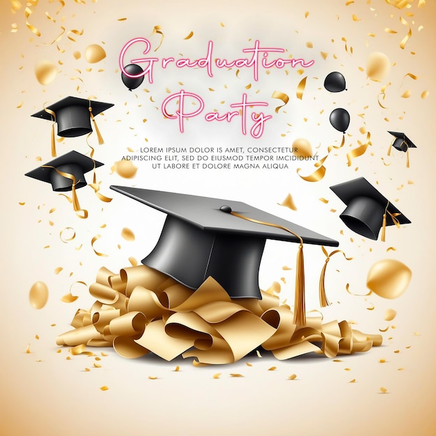 Graduation party invitation vector illustration