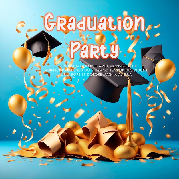 PSD graduation party invitation vector illustration