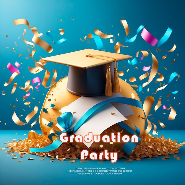 PSD graduation party invitation vector illustration