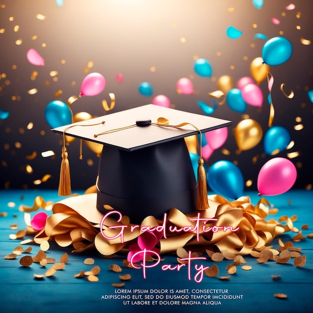 Graduation party invitation vector illustration