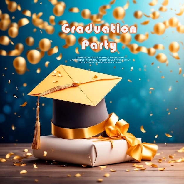 PSD graduation party invitation vector illustration