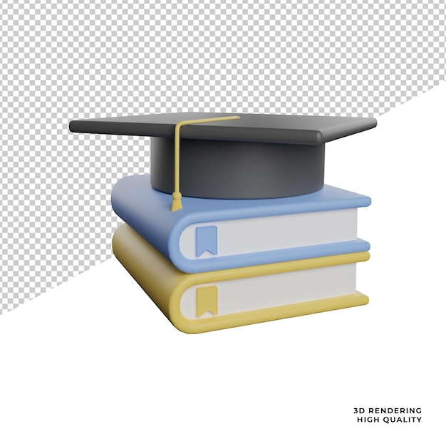 Graduation Toga studying book front view icon 3d rendering illustration with transparent background