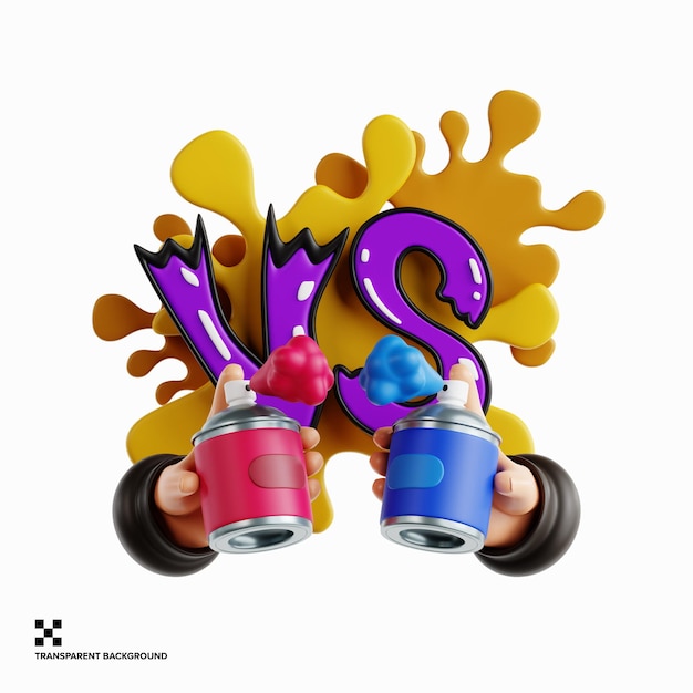 PSD graffiti battle icon with spray cans