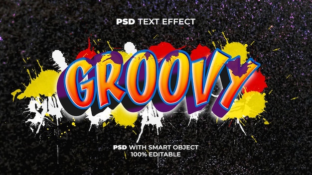 Graffiti text effect groovy style theme Editable text effect