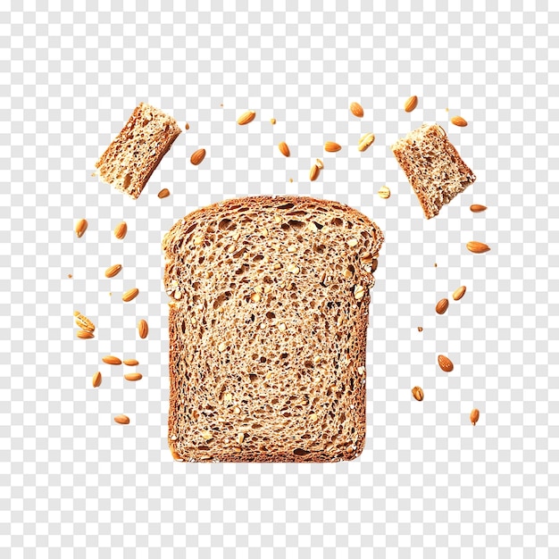 Grain bread piece isolated on a transparent background