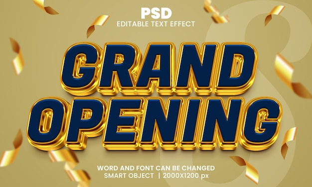 Grand opening 3d editable text effect Premium Psd with background