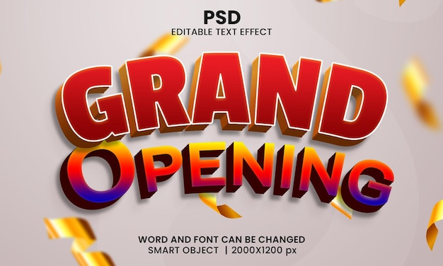 PSD grand opening 3d editable text effect style psd