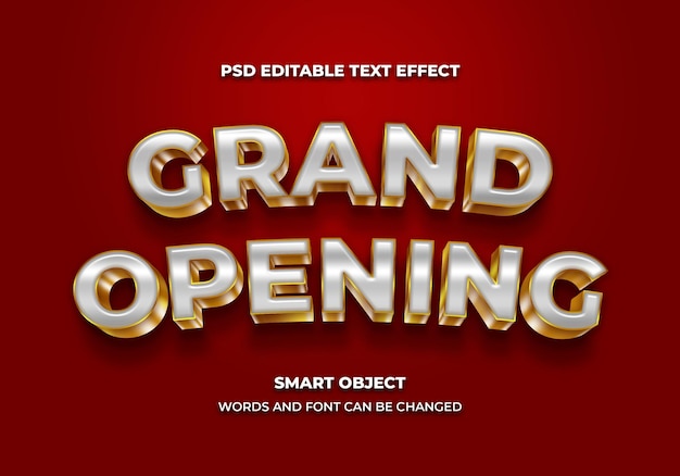 Grand opening 3d editable text effect style