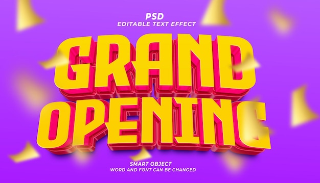 PSD grand opening 3d psd editable text effect photoshop template with background