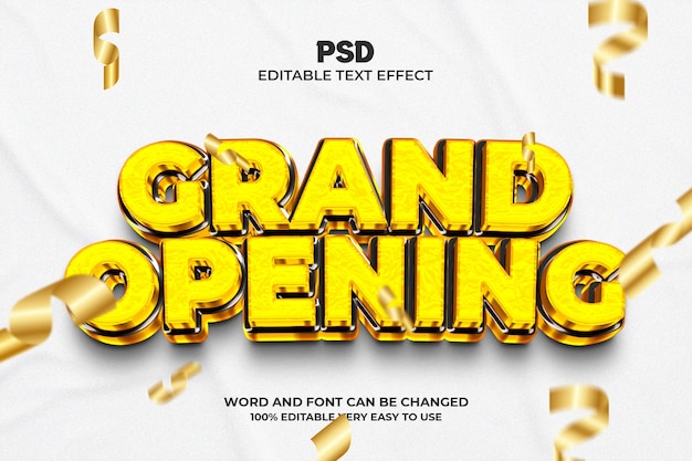 PSD grand opening 3d text effect photoshop