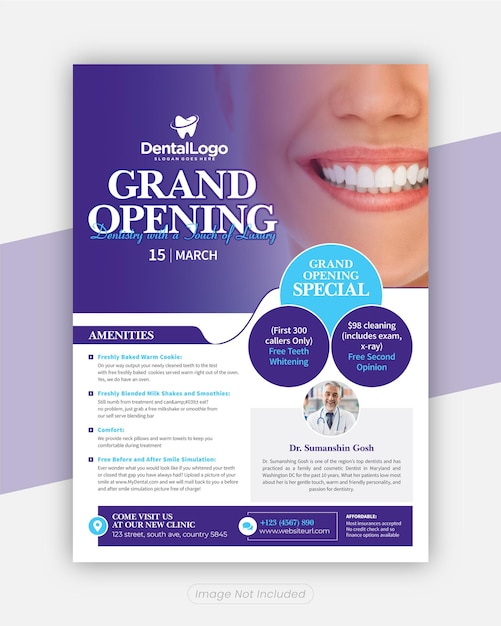 Grand Opening Dental Flyer template design