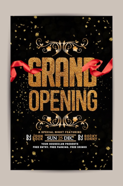 Grand opening party flyer or instagram post