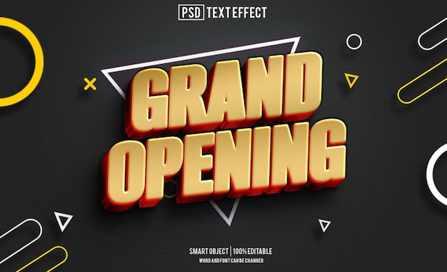 PSD grand opening text effect font editable typography 3d text