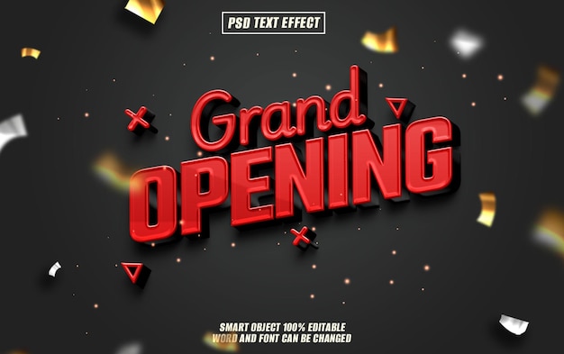 PSD grand opening text effect font editable typography 3d text