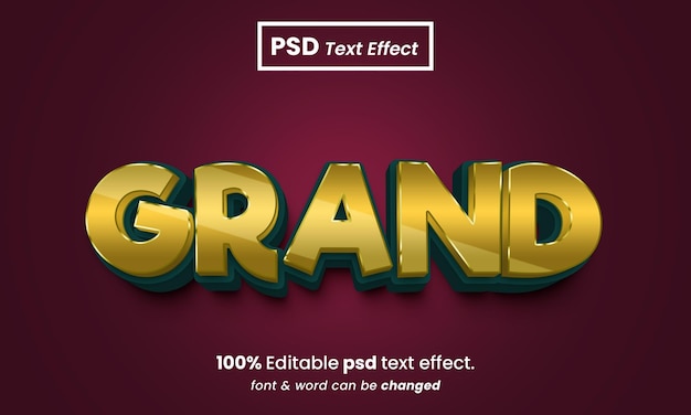 Grand text effect 3d editable premium psd text effect