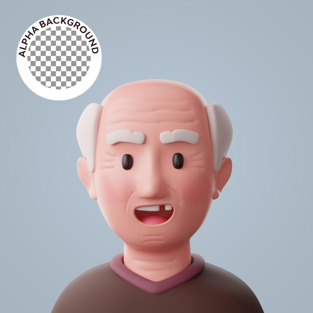 Grandfather 3d illustration cartoon character