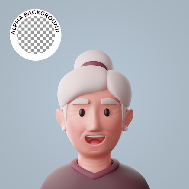 Grandmother 3d illustration cartoon character