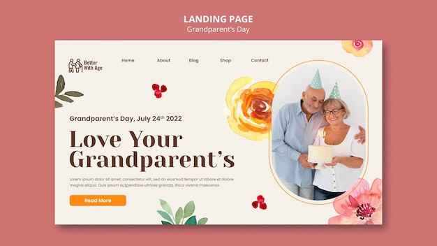 Grandparent's day landing page design template