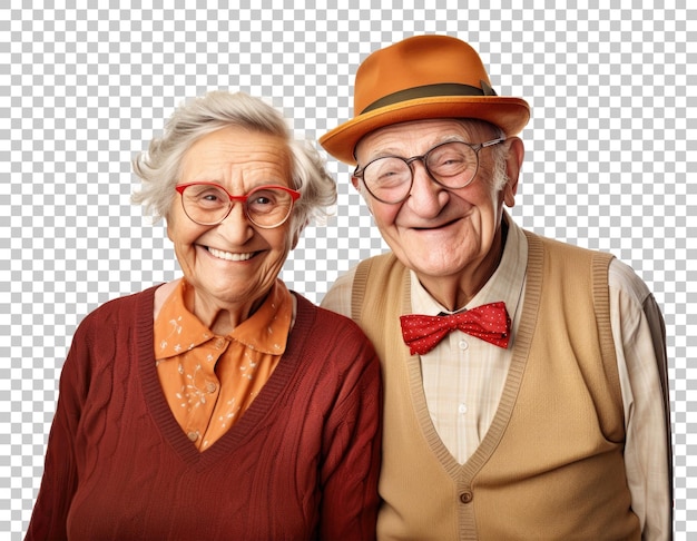 Grandparents Wearing Old Fashioned Clothes Isolated on Transparent Background