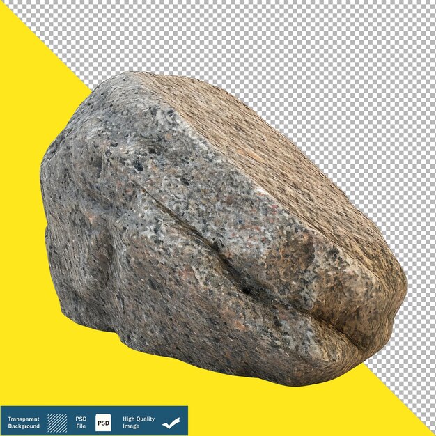 Granite Boulder Low Poly Photorealistic Geometric 3D Rendering transparent background PNG PSD