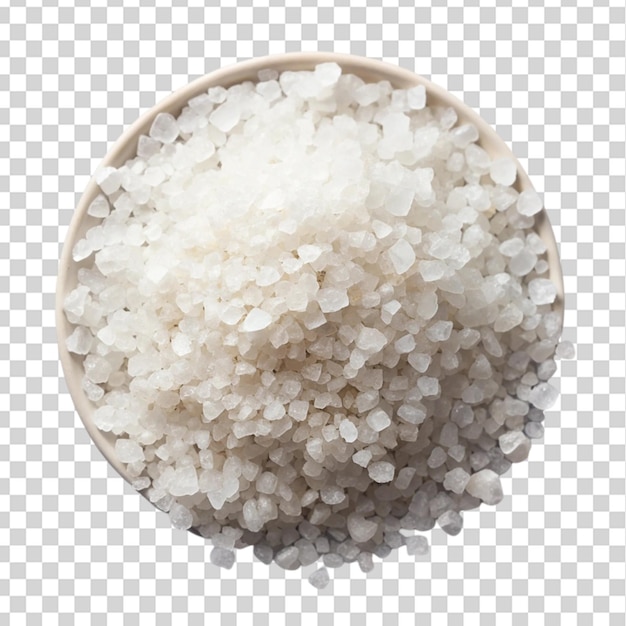 PSD granulated sea salt top view isolated on transparent background