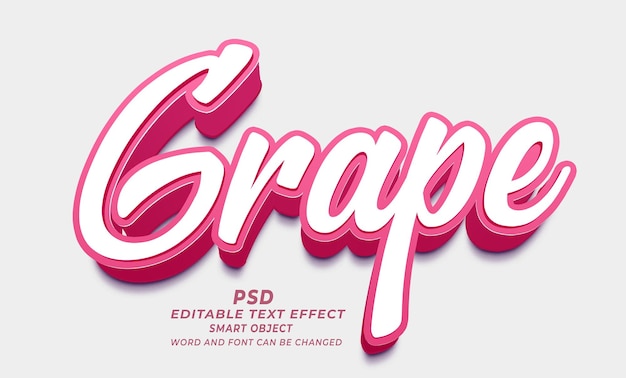 Grape 3d editable photoshop text effect style with premium background