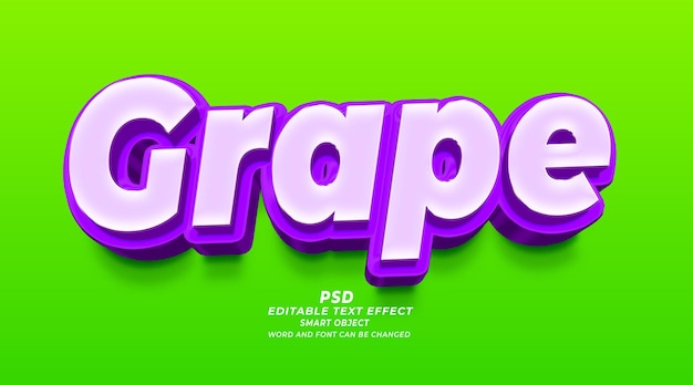 Grape 3d editable text effect PSD photoshop template