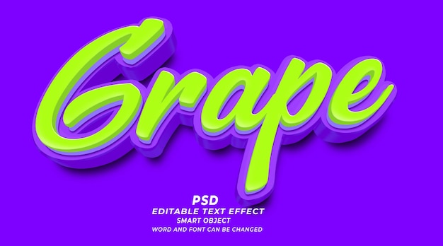 Grape 3d editable text effect with background