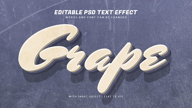 Grape 3d retro vintage style text effect