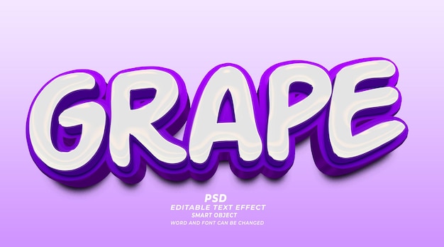 Grape fruits 3d editable text effect PSD photoshop style