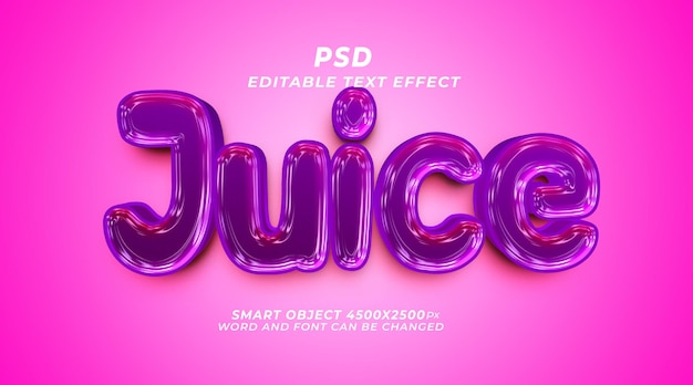 Grape juice 3d editable text effect photoshop template