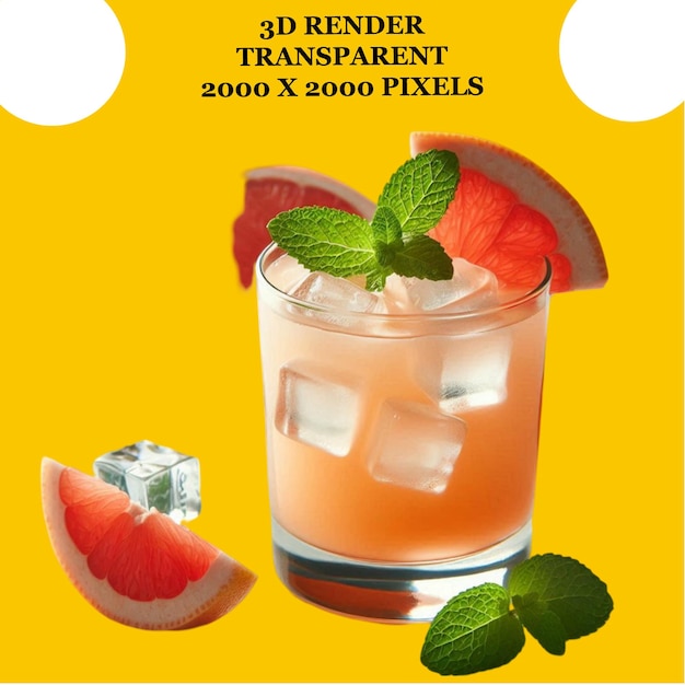 Grapefruit Juice With White Transparent Background