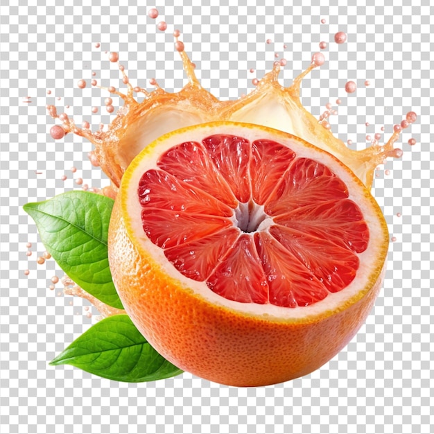 PSD grapefruit with splash isolated on transparent background