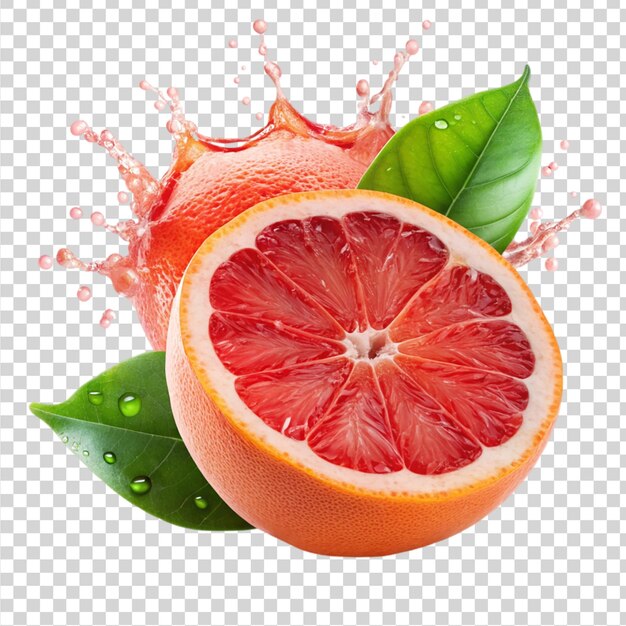 PSD grapefruit with splash isolated on transparent background