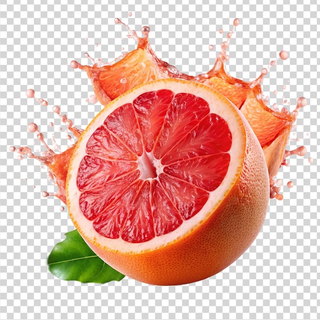 PSD grapefruit with splash isolated on transparent background