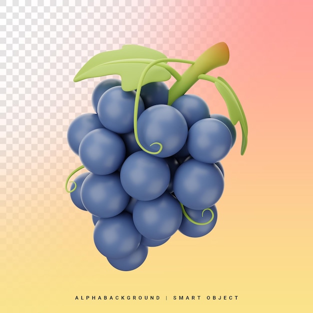 Grapes 3d Icon Illustration