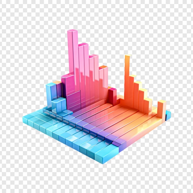 PSD graph bar 3d isolated on transparent background