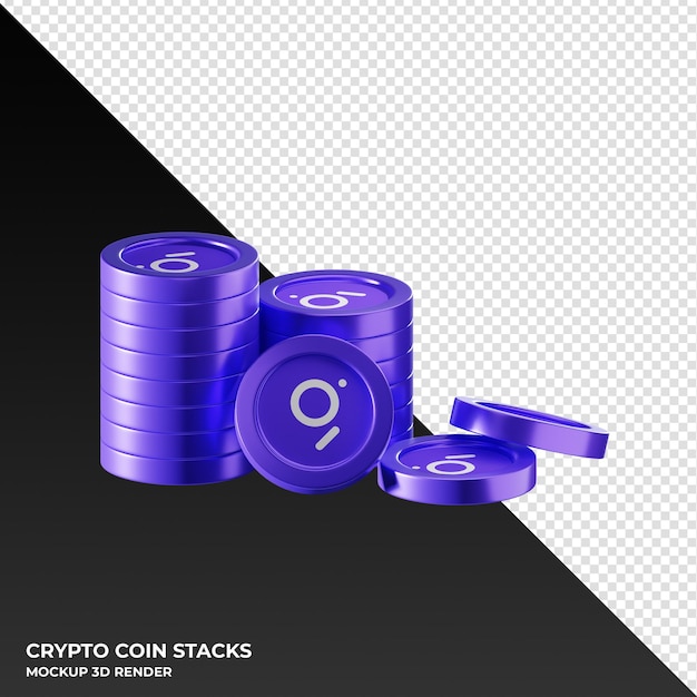 The Graph GRT coin stacks cryptocurrency 3D render illustration