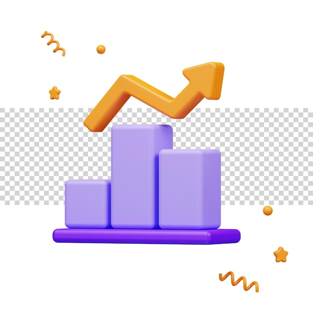 Graph statistic infographic profit progress 3d rendering for website or app